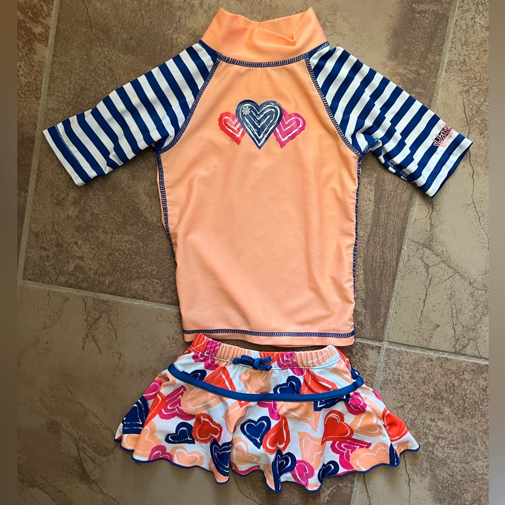 2T two piece swim suit UV Skins UPF 50+, worn once.
